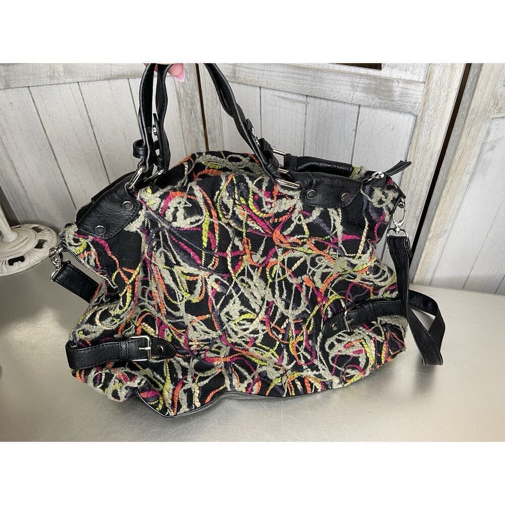 Vintage Expressions NYC Colorful Thread Bag Vegan Leather Tote Top Handle